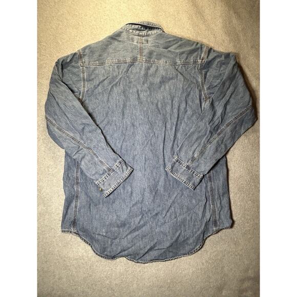 Wrangler Jean Jacket Mens Large Riggs Workwear Button Up Long Sleeve Denim Blue - Picture 10 of 10